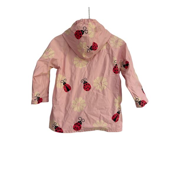 FoxFire For Kids Rain Jacket Coat 4T Pink Childrens Ladybug Daisies Lined Hooded - Picture 4 of 6